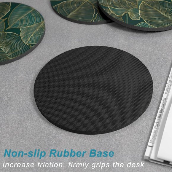 Coasters for Drinks, Set of 6 Cute Absorbent Rubber Drink Coasters for Cup with - Picture 5 of 7